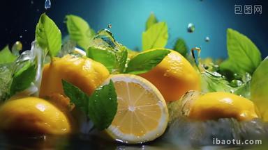 水果柠檬水饮料新鲜橙子水滴